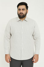 White & Black Micro Grid Check Plus Size Casual Shirt PSM-9894