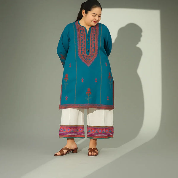 Teal Elegance – Plus Size 3PC Embroidered Lawn Suit  – PSW-9866