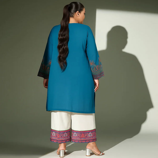 Teal Elegance – Plus Size 3PC Embroidered Lawn Suit  – PSW-9866