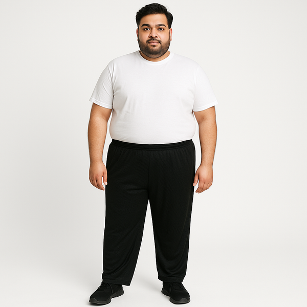 Black Mesh Polyester Plus Size Trouser PSM-9081