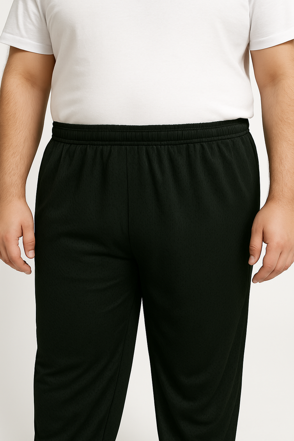 Black Mesh Polyester Plus Size Trouser PSM-9081