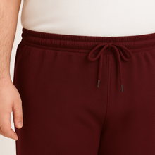 Burgundy Mesh Polyester Plus Size Trouser PSM-9084