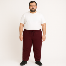Burgundy Mesh Polyester Plus Size Trouser PSM-9084