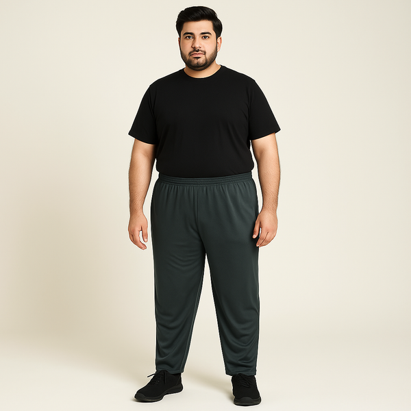 Charcoal Mesh Polyester Plus Size Trouser PSM-9082